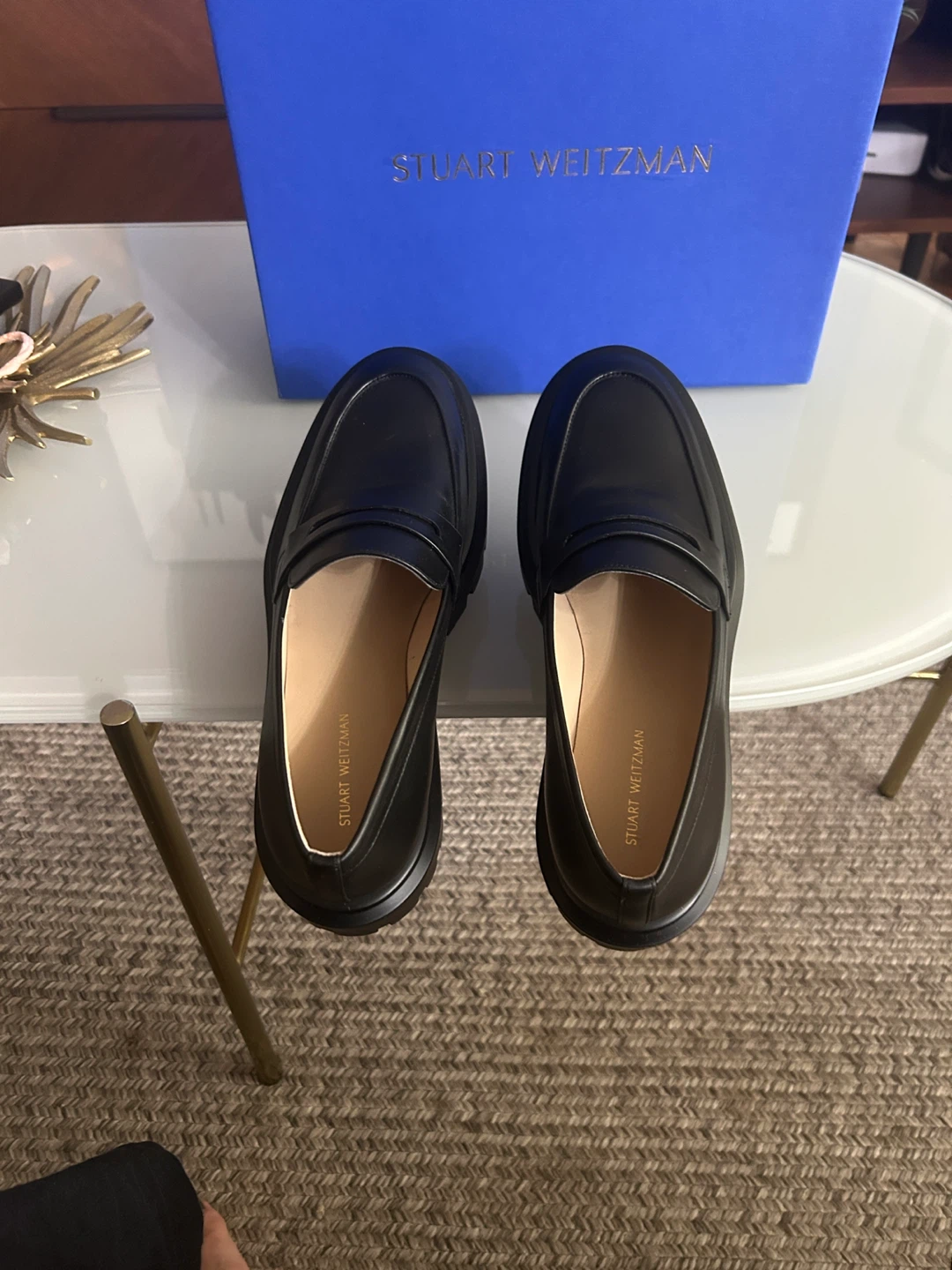 Stuart Weitzman Black Leather Loafers, Size 8.50