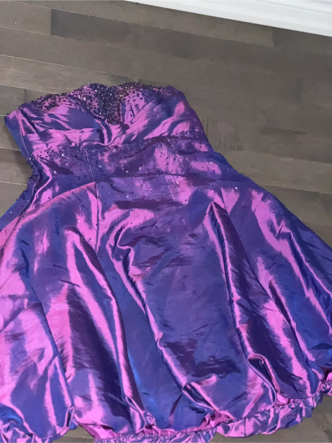 Purple Beaded Strapless Dress
