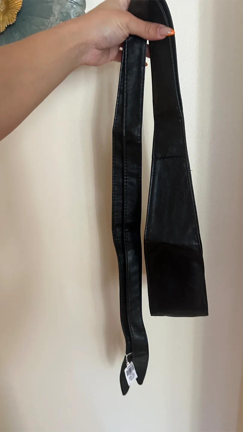 Black Vegan Leather Belt - One Size thumbnail