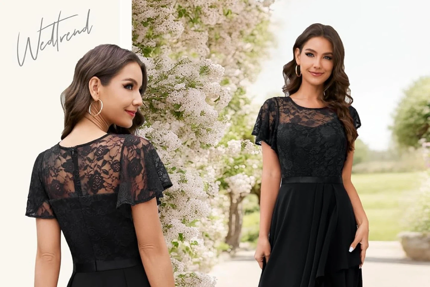 Wedtrend Black Lace Flutter Sleeve Dress - photo 2