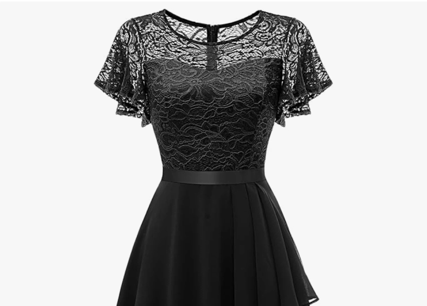 Wedtrend Black Lace Flutter Sleeve Dress
