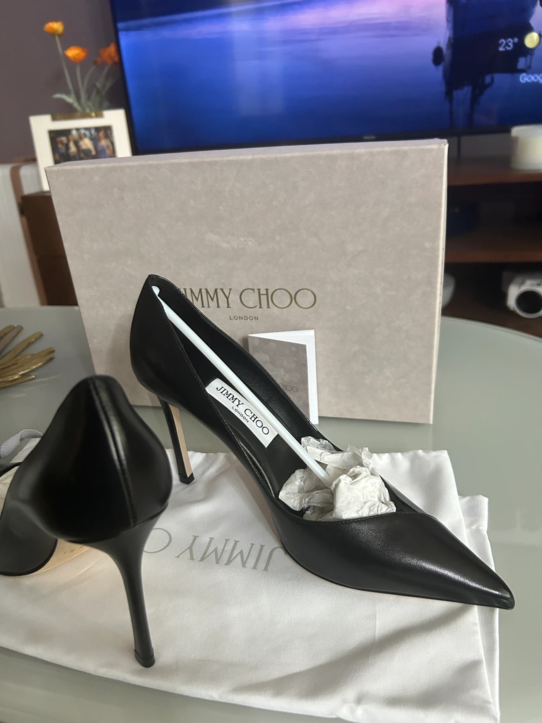 Jimmy Choo Black Leather Pumps, with box