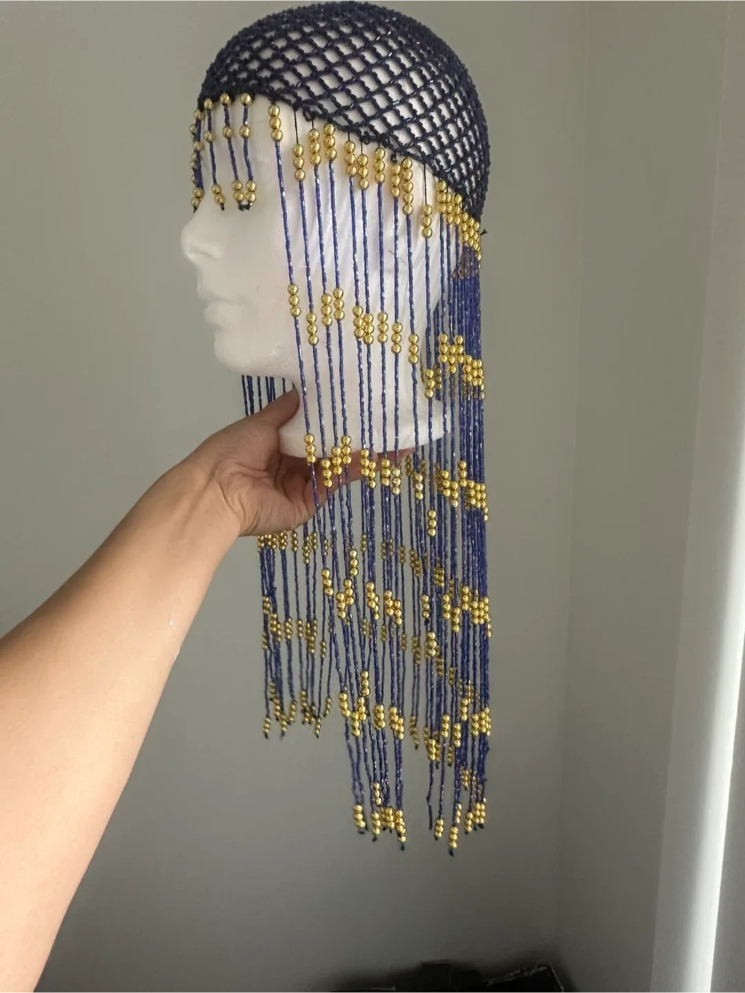 Beaded Headpiece - Blue & Gold costume piece thumbnail