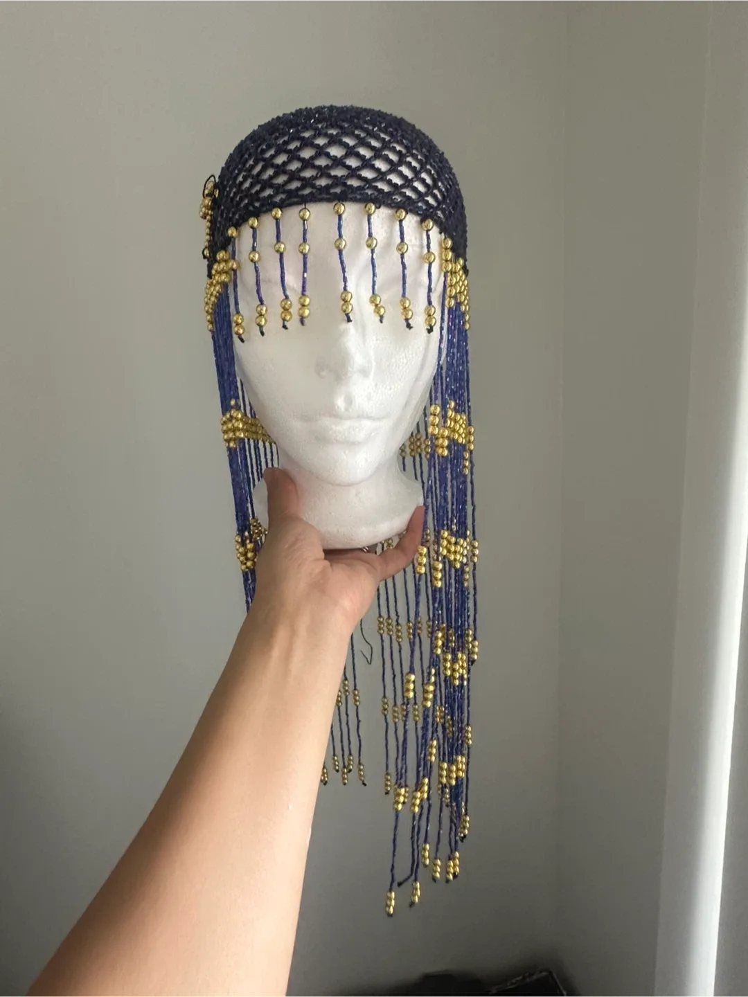 Beaded Headpiece - Blue & Gold costume piece image indicator(3)