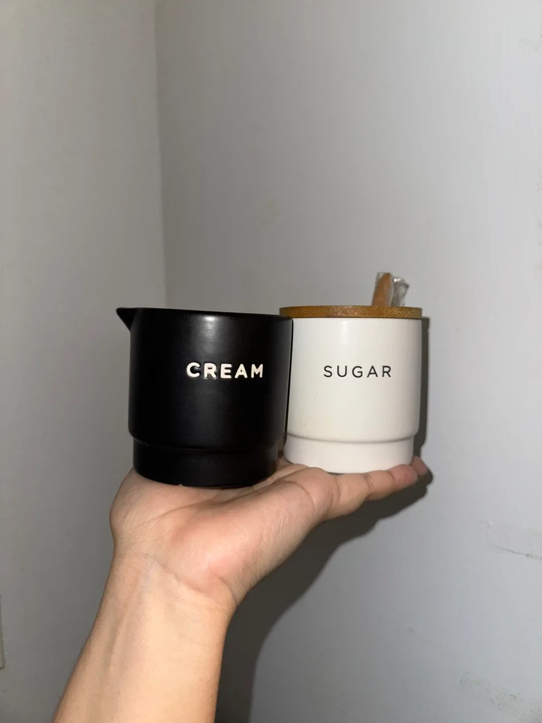 Cream and Sugar Set - Black and White thumbnail