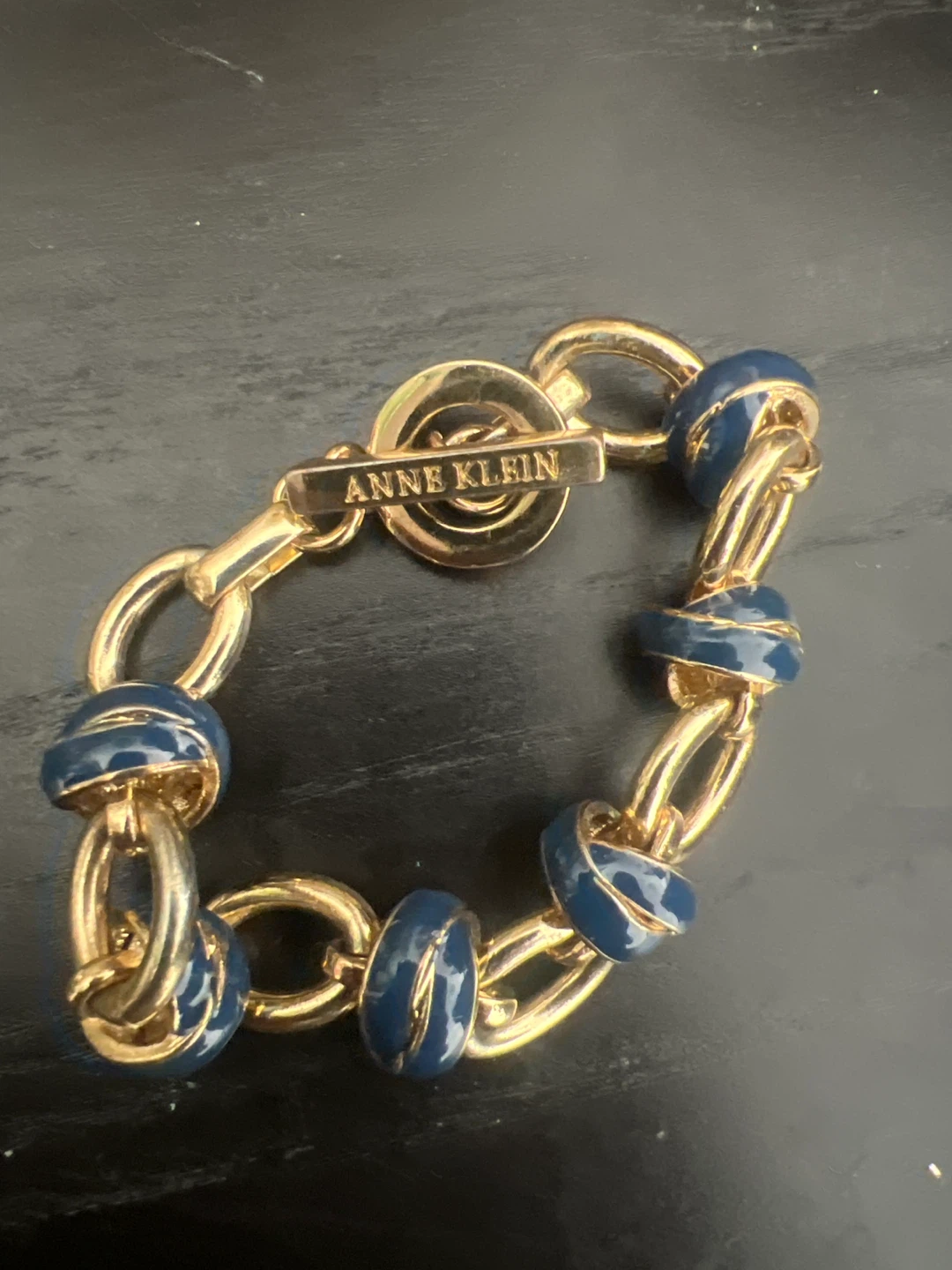 Anne Klein Gold & Blue Chain Bracelet
