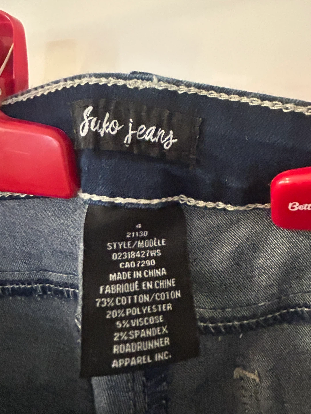Suko Jeans Size 4 - Dark Wash with Red/White Stripe - photo 2