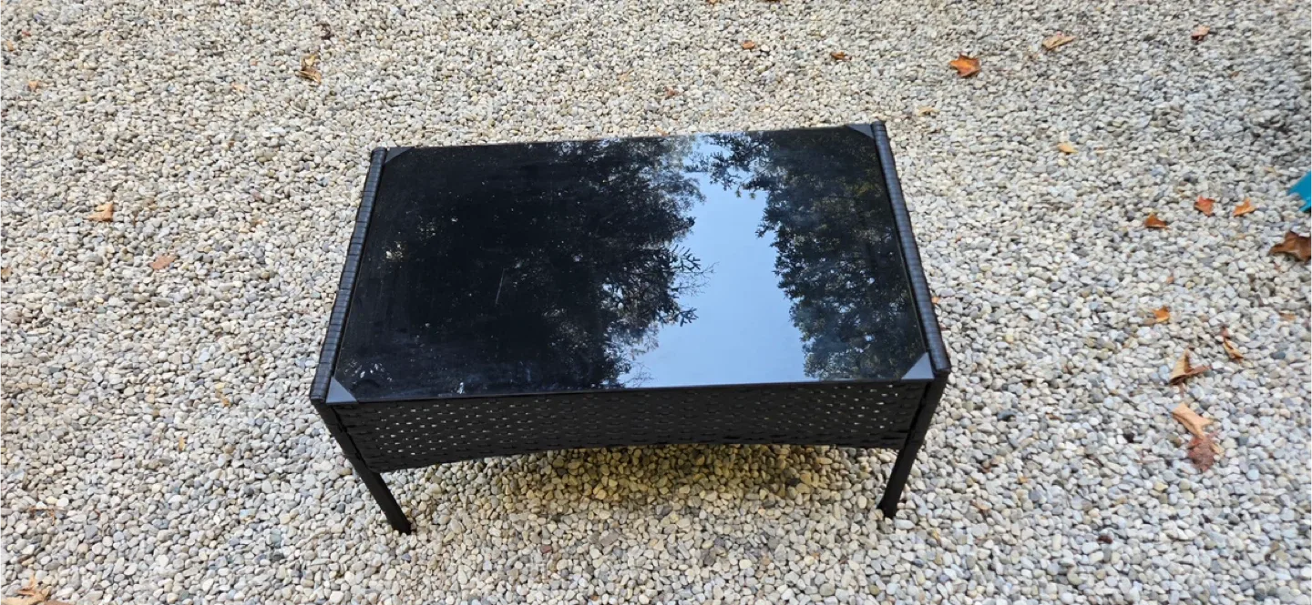 Black Wicker Patio Coffee Table image indicator(2)