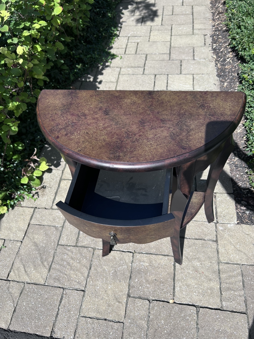 Half-moon Accent Table with Drawer - photo 3