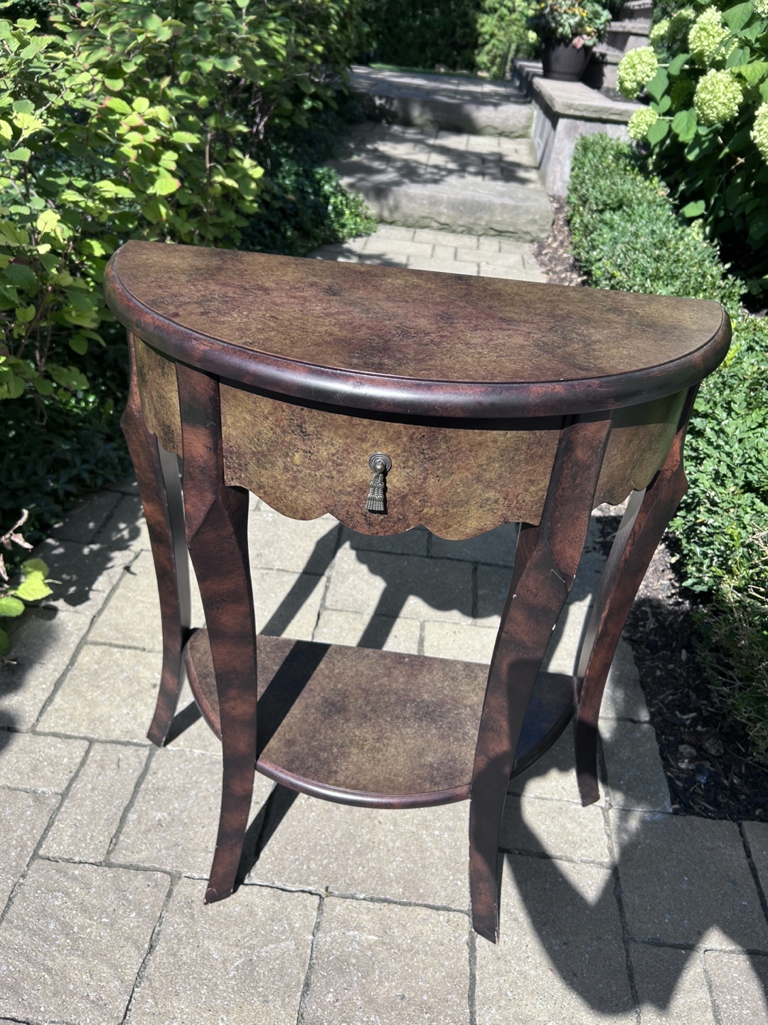Half-moon Accent Table with Drawer - photo 2
