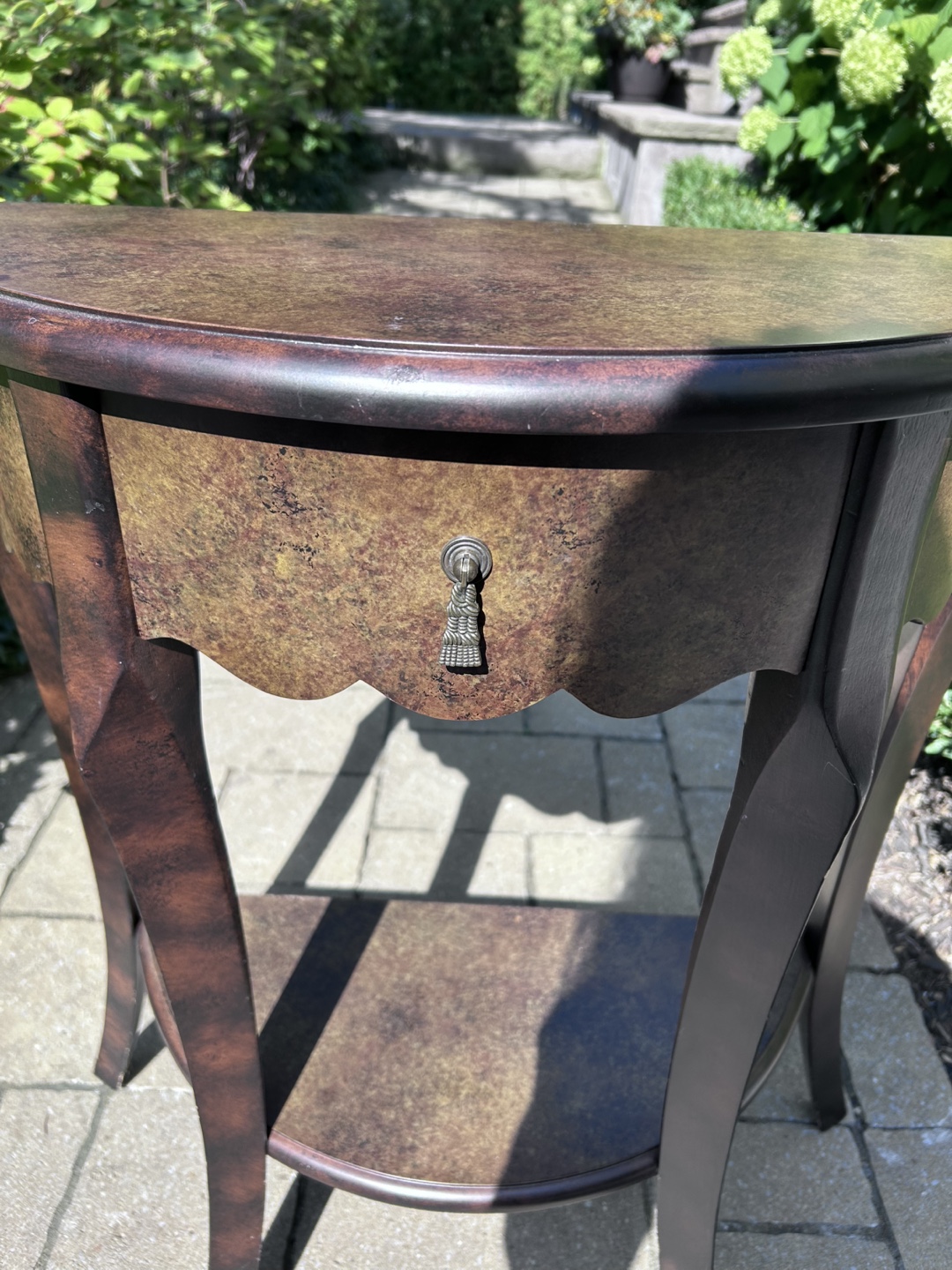 Half-moon Accent Table with Drawer