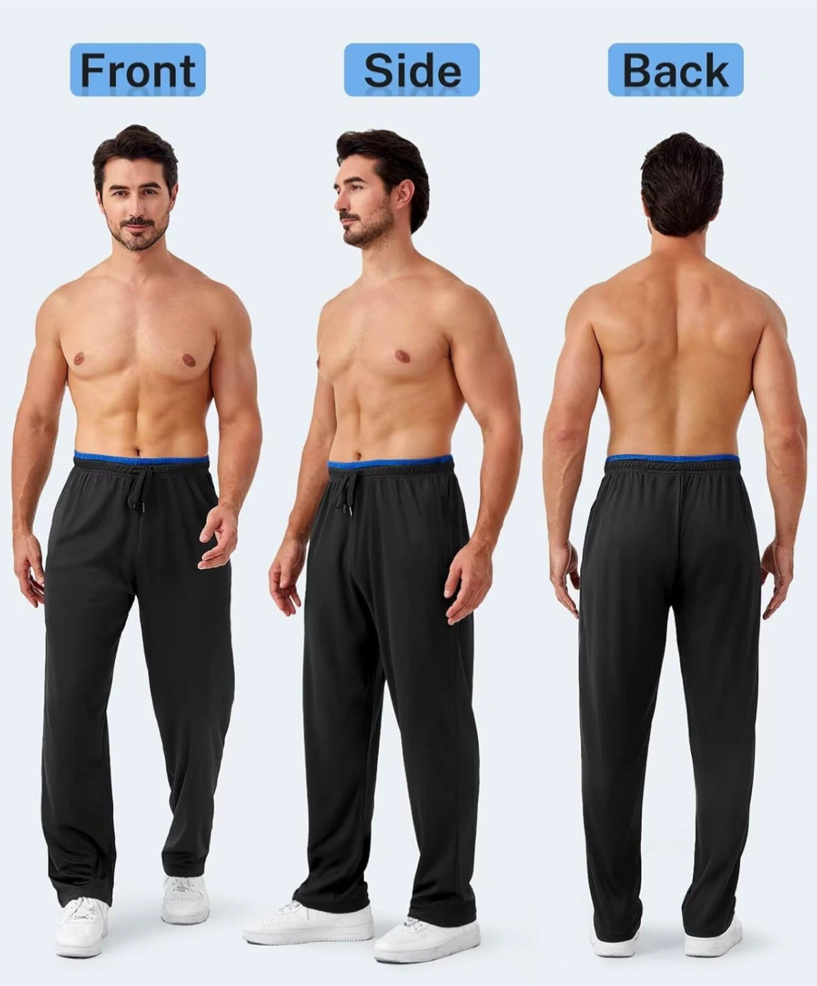 Men's Black Polyester Lounge Pants - photo 2