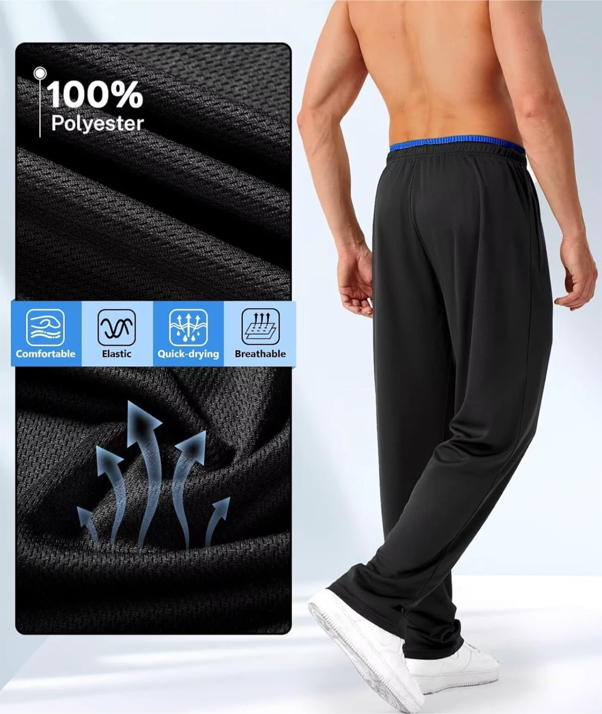 Men's Black Polyester Lounge Pants - photo 5