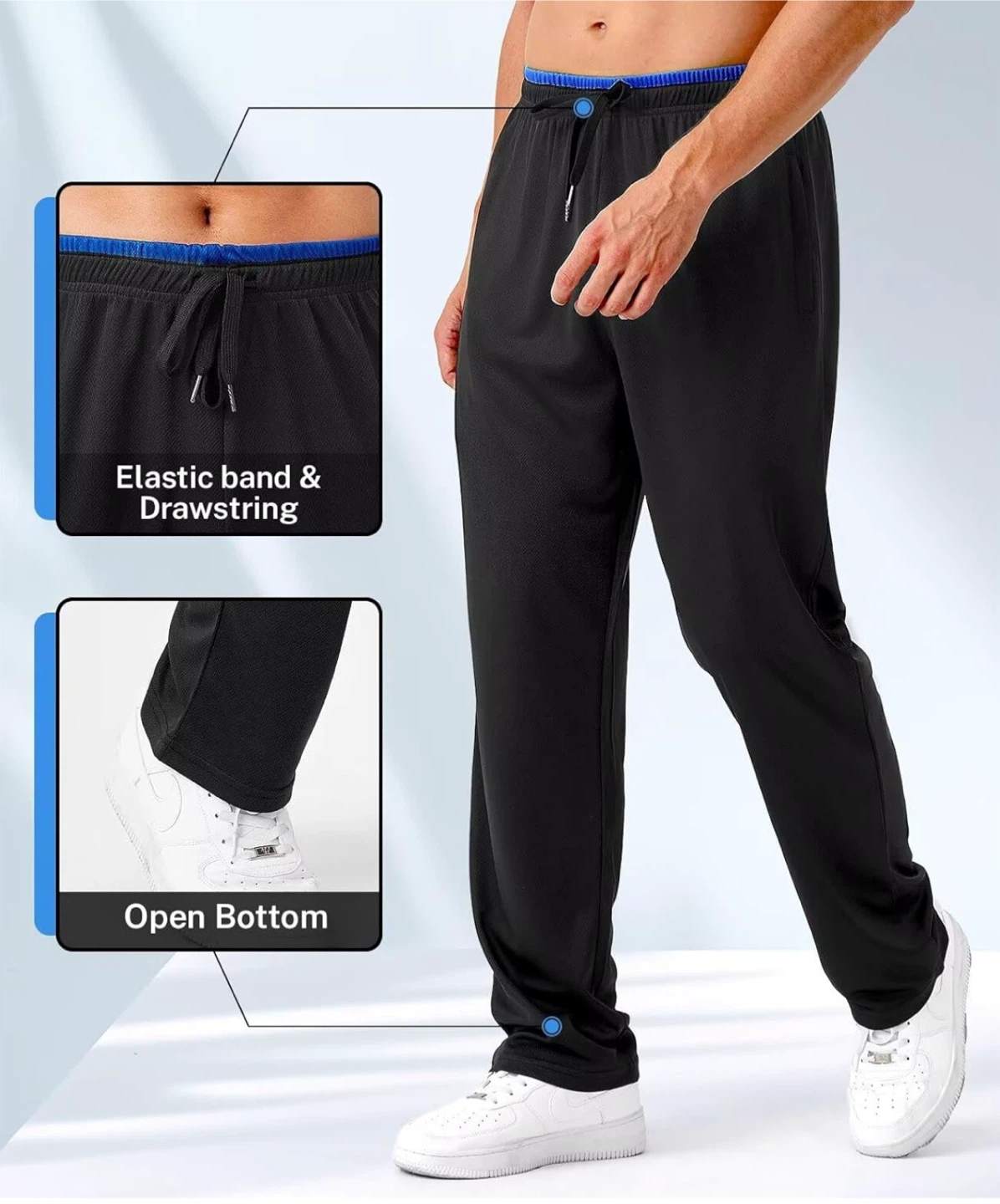 Men's Black Polyester Lounge Pants - photo 4