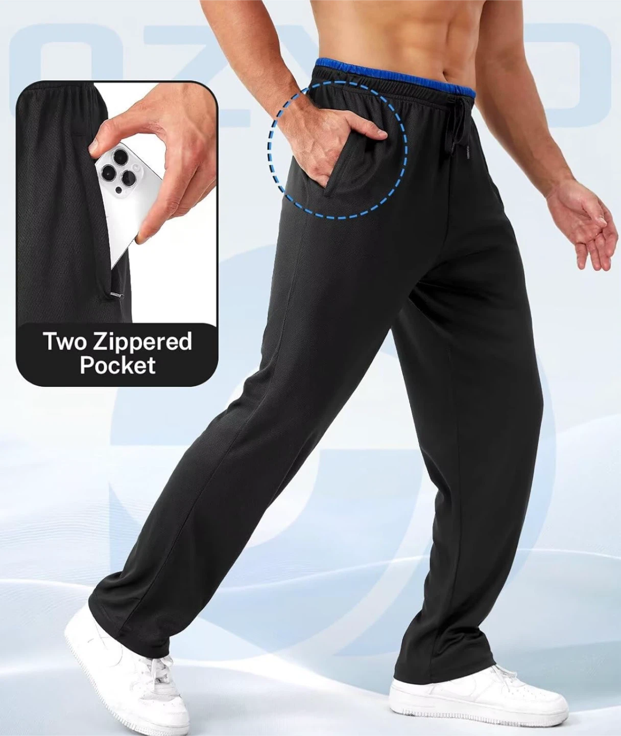 Men's Black Polyester Lounge Pants - photo 3
