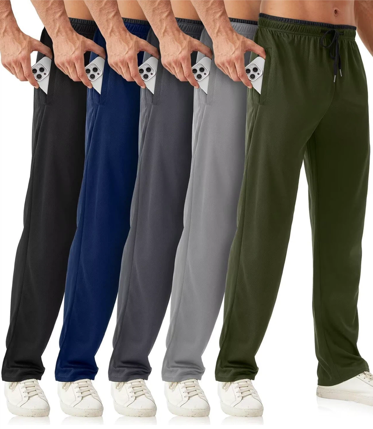 Men's Black Polyester Lounge Pants