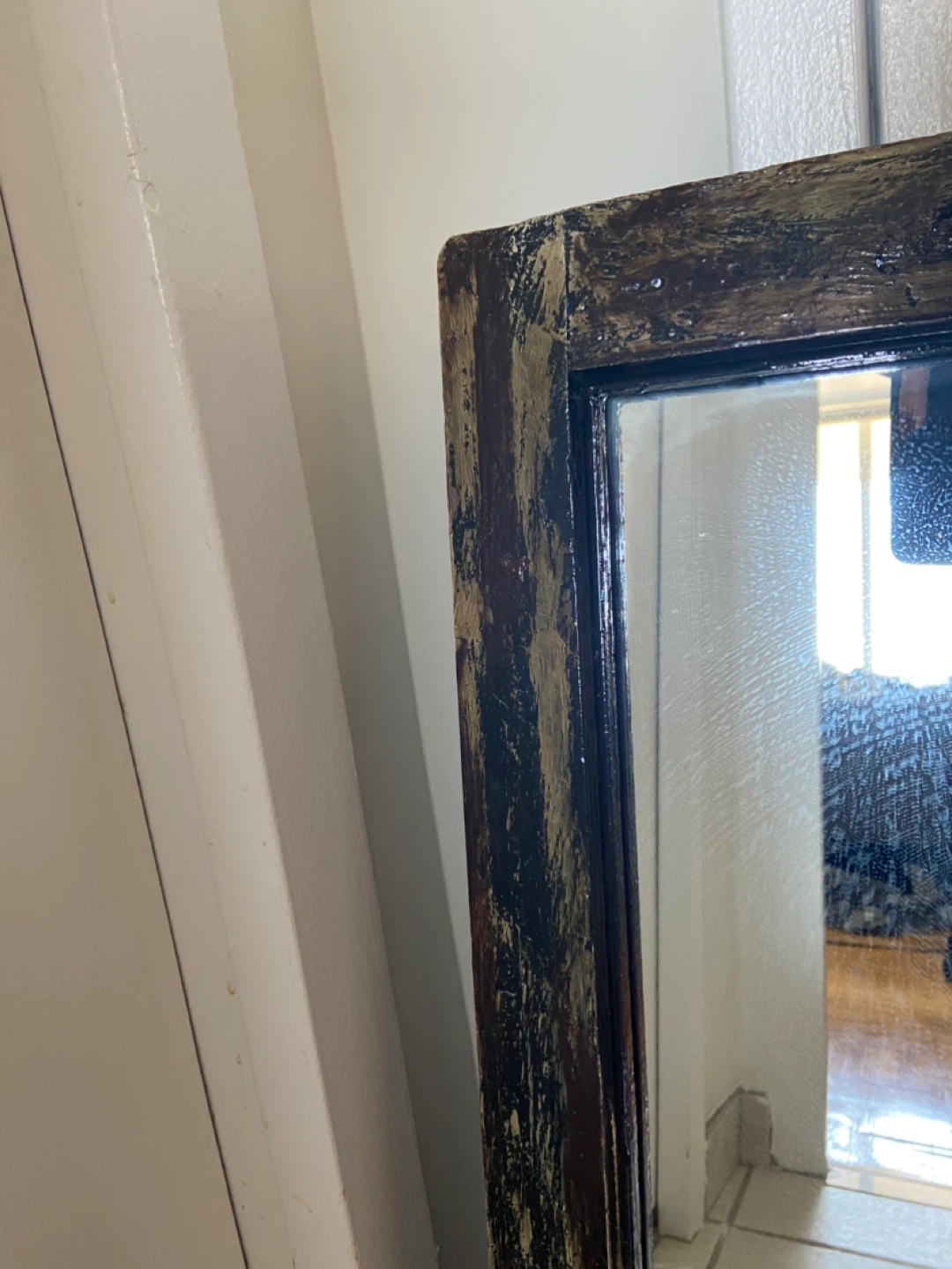 Antique Pine Window Wooden Framed Mirror - photo 3