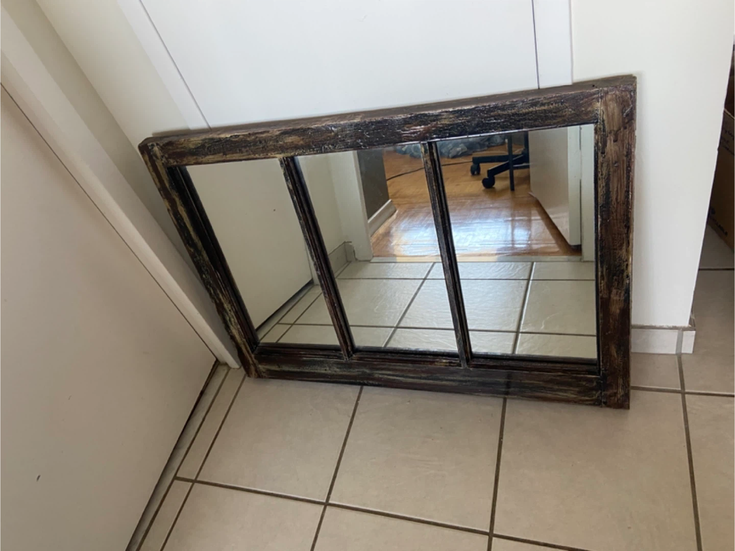 Antique Pine Window Wooden Framed Mirror - photo 2