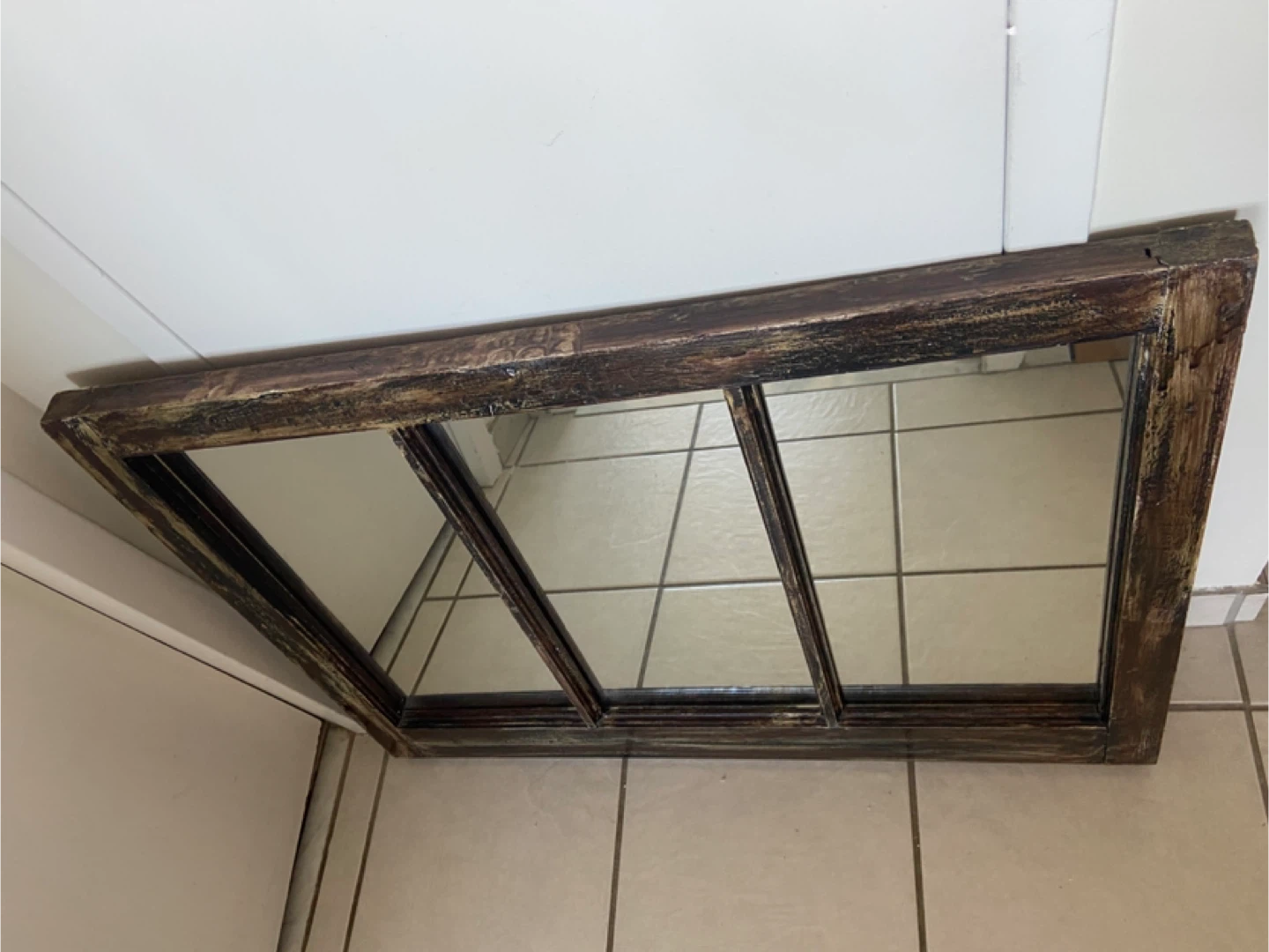 Antique Pine Window Wooden Framed Mirror - photo 4