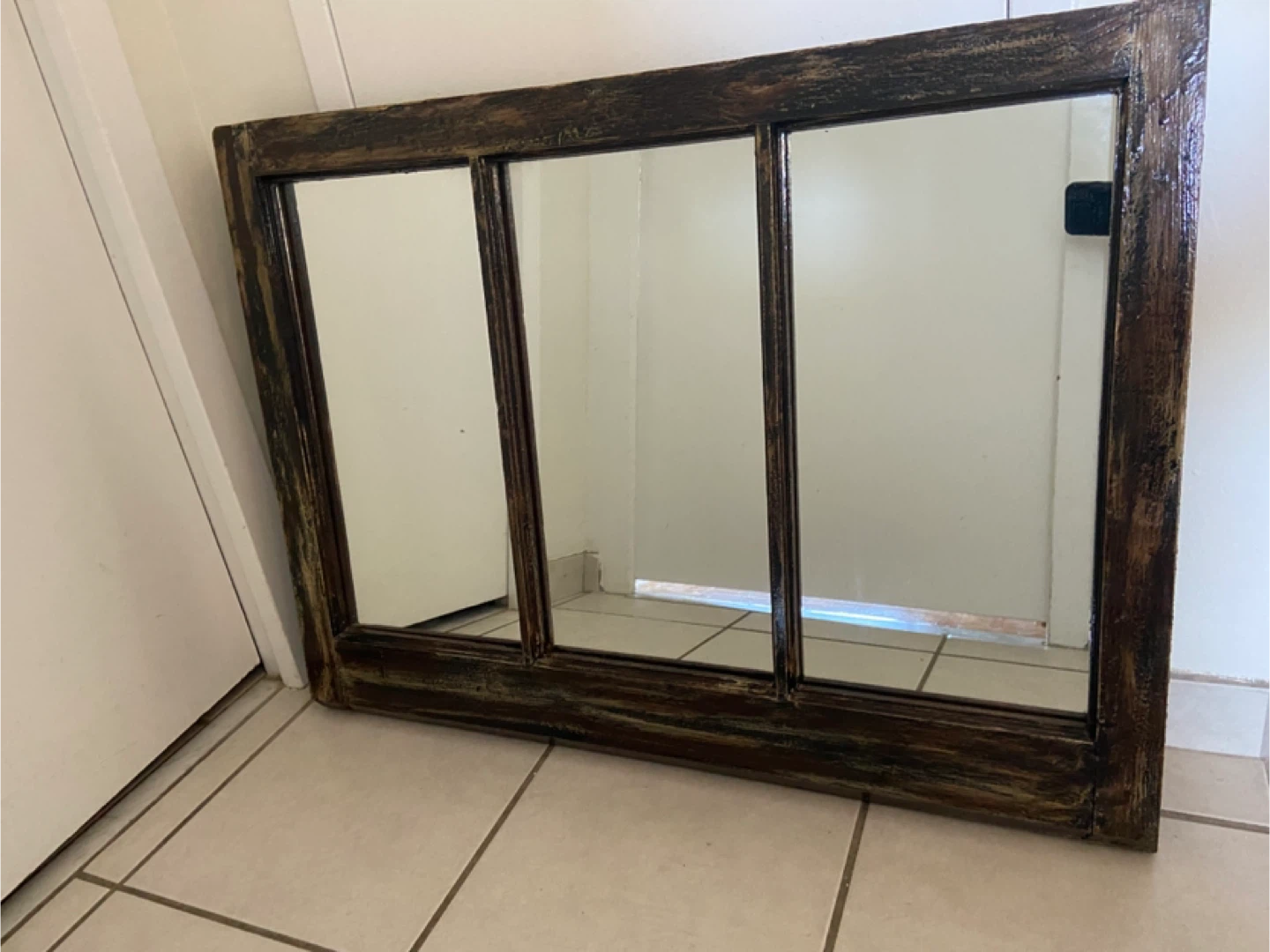 Antique Pine Window Wooden Framed Mirror - photo 5