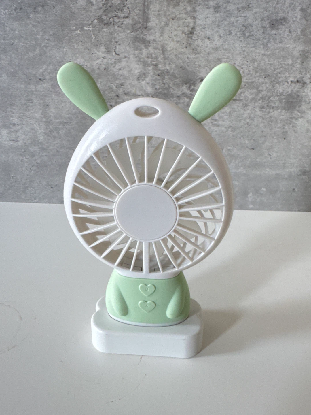 Cute Green & White Rabbit Mini Fan 🧡