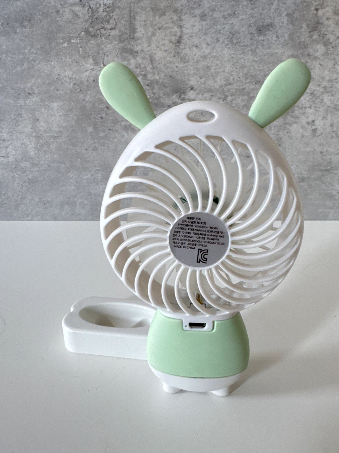 Cute Green & White Rabbit Mini Fan 🧡 - photo 2