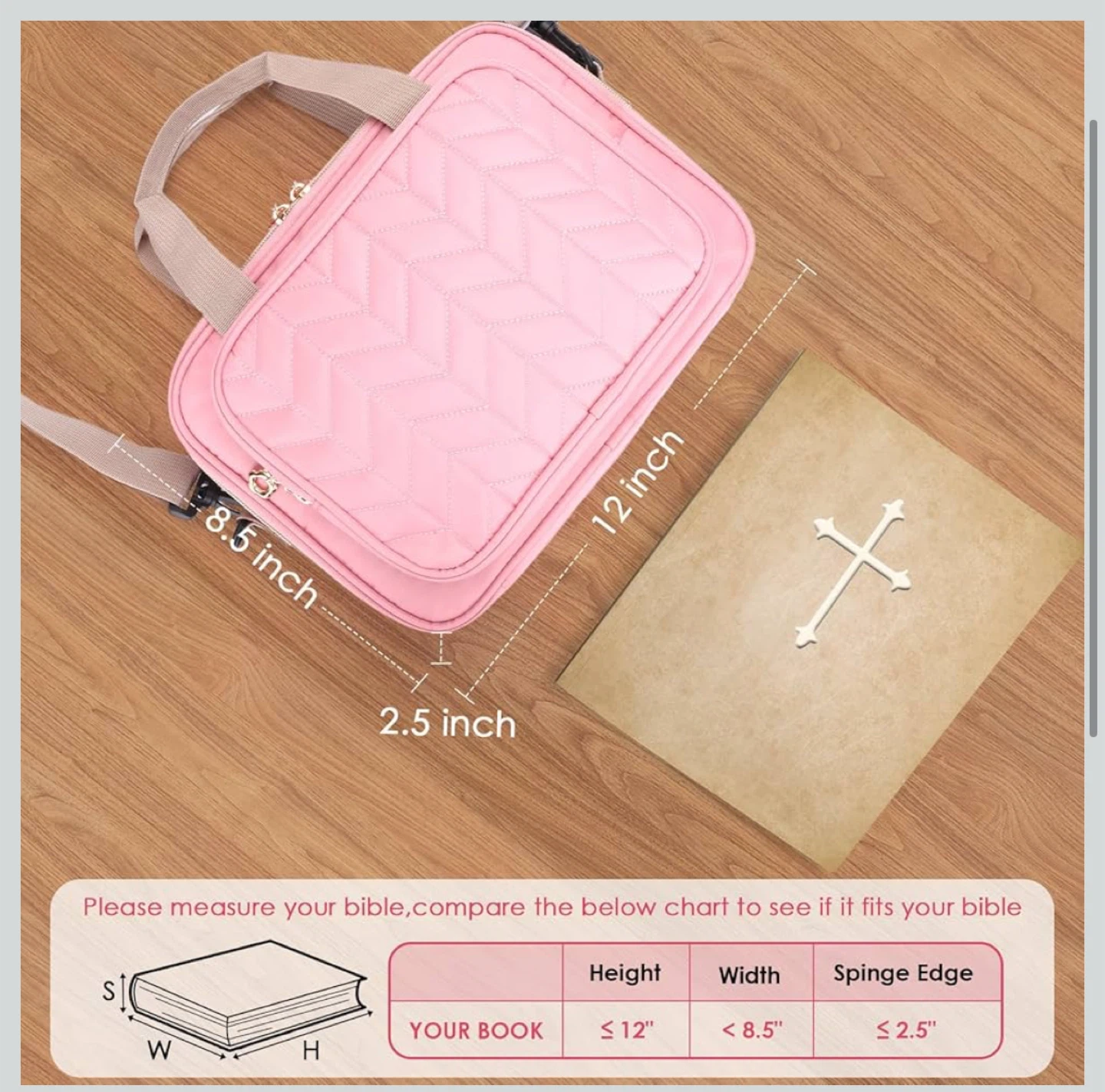 Pink Bible Case/Book Tote Bag - 12 x 8.5 inches - photo 3