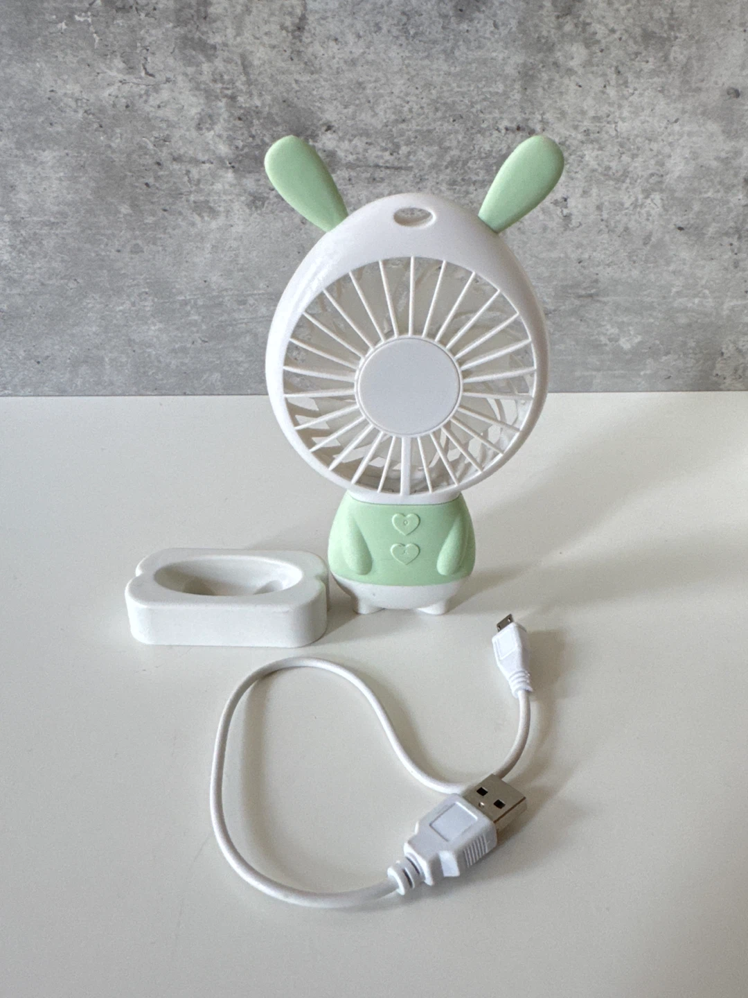 Cute Green & White Rabbit Mini Fan 🧡 - photo 3