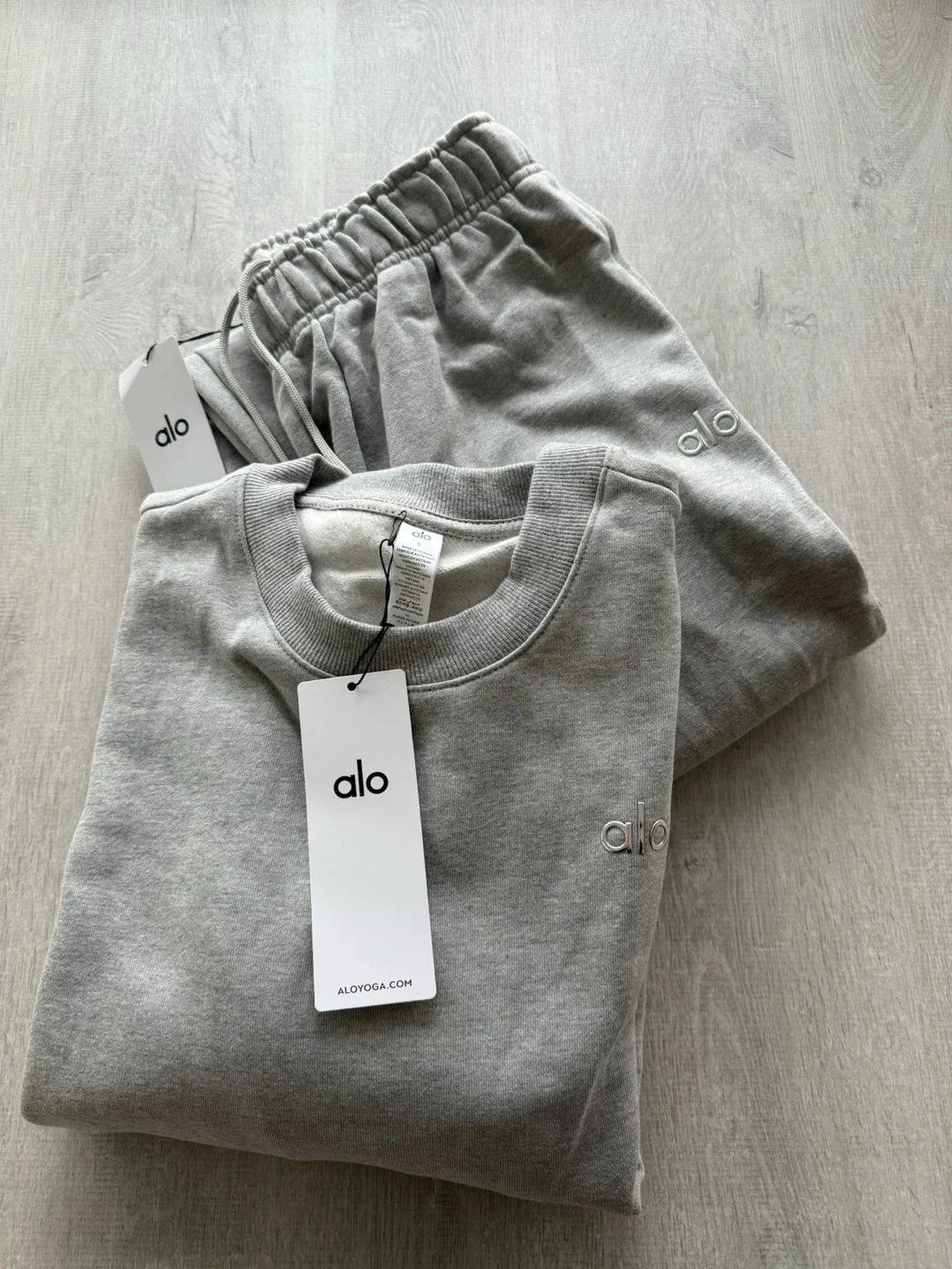 ALO Accolade Crewneck & Joggers Set - Heather Grey thumbnail