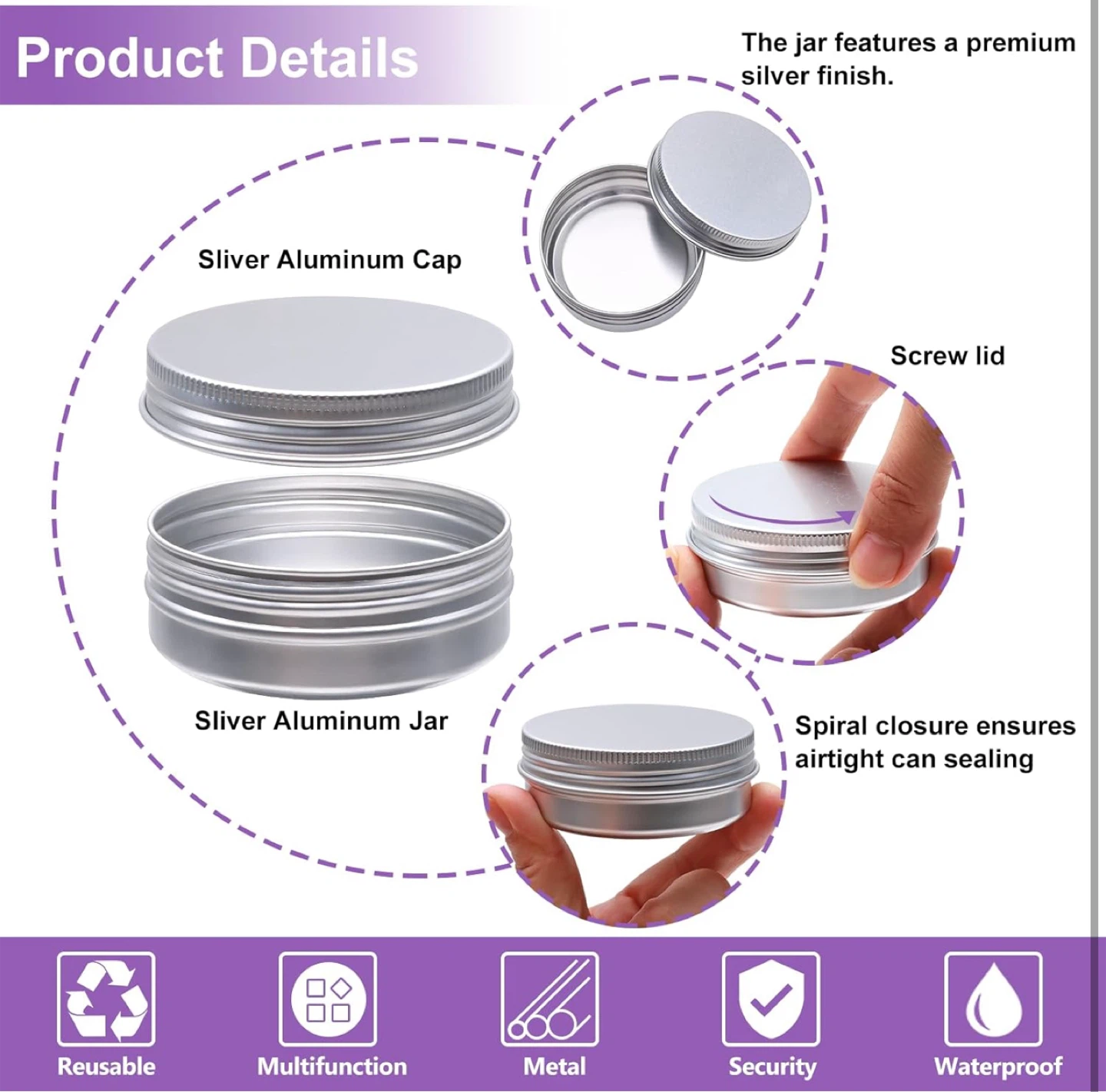 New 64 Pack 2oz Silver Aluminum Tin Cans - photo 4