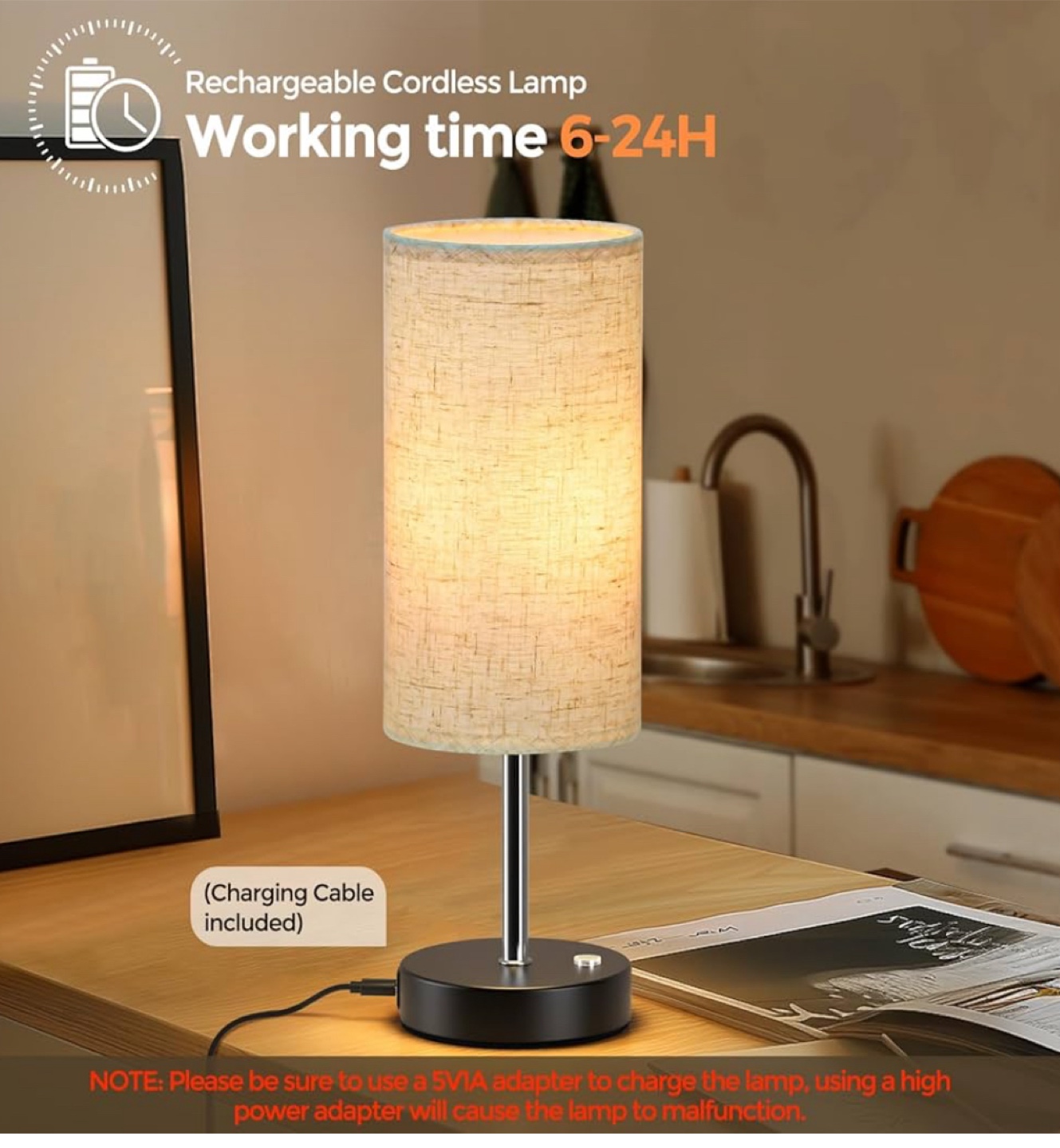 Cordless Rechargeable Table Lamps (Set of 2) - photo 4