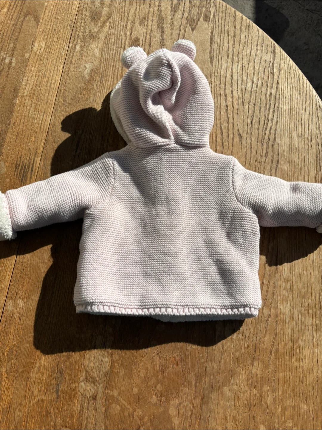 Pink Knitted Baby Cardigan with Hood - photo 2