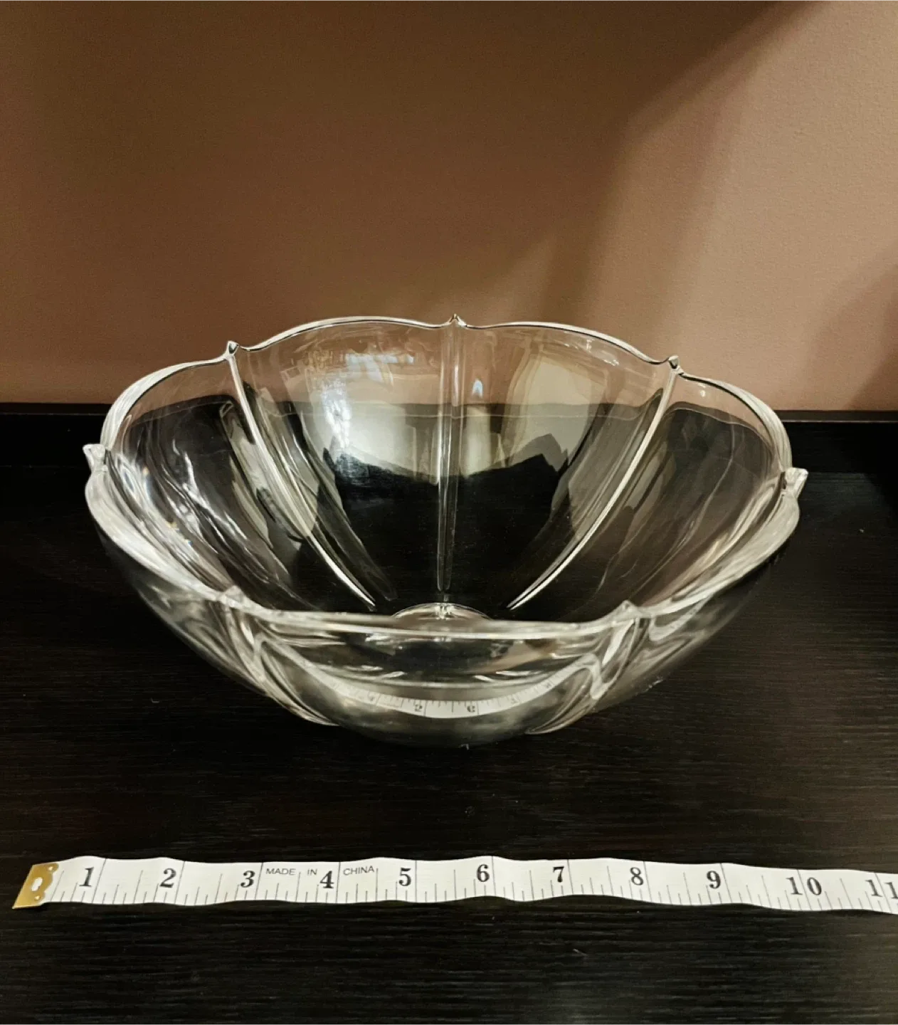 Beautiful Crystal? Glass Bowl - Approx. 10" Diameter thumbnail