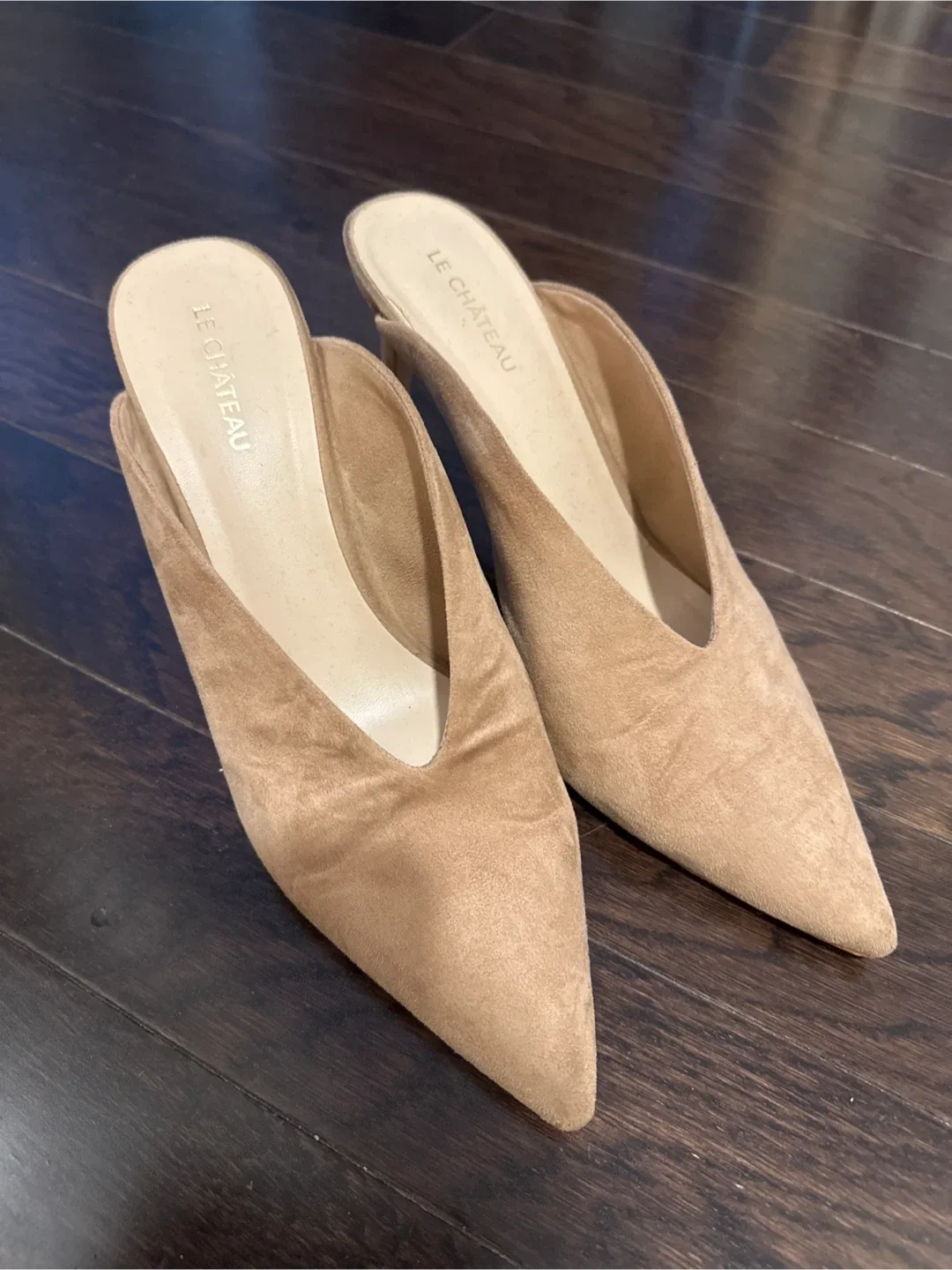 Beige Suede Mules