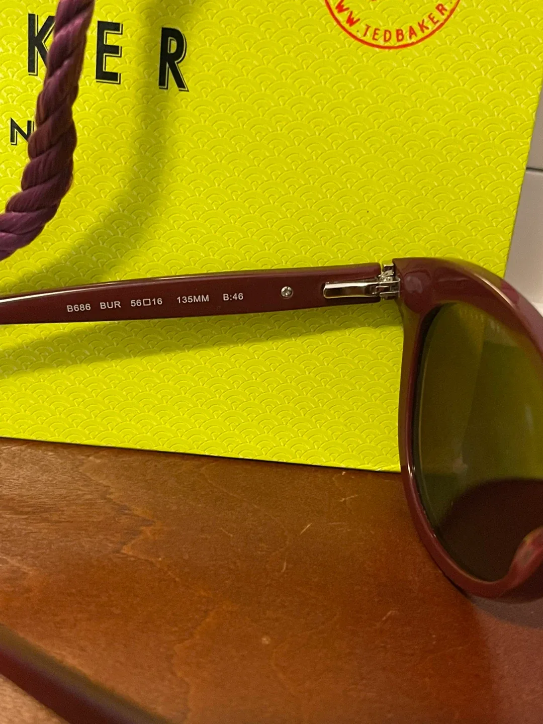 Ted Baker Cat eye Burgundy Sunglasses B686 image indicator(5)