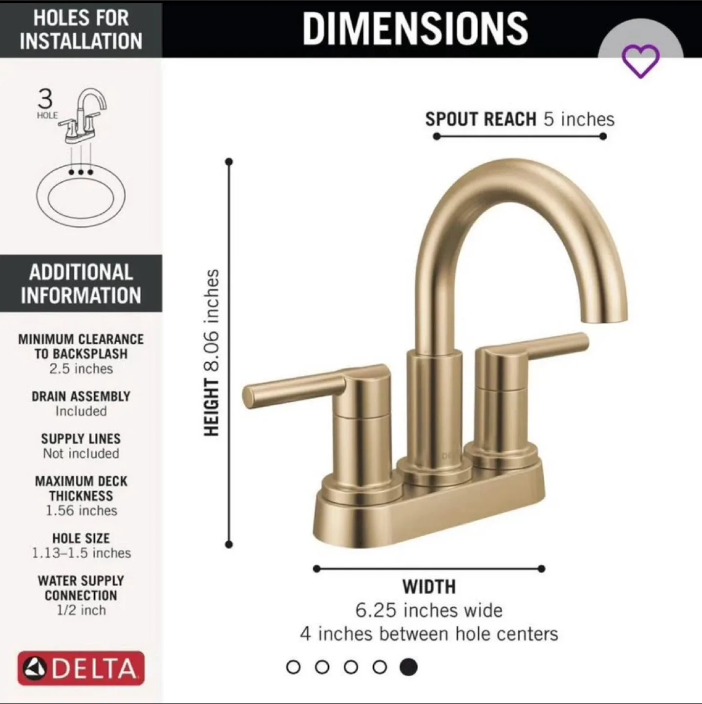 Brushed Gold Delta Centerset Bathroom Faucet image indicator(3)