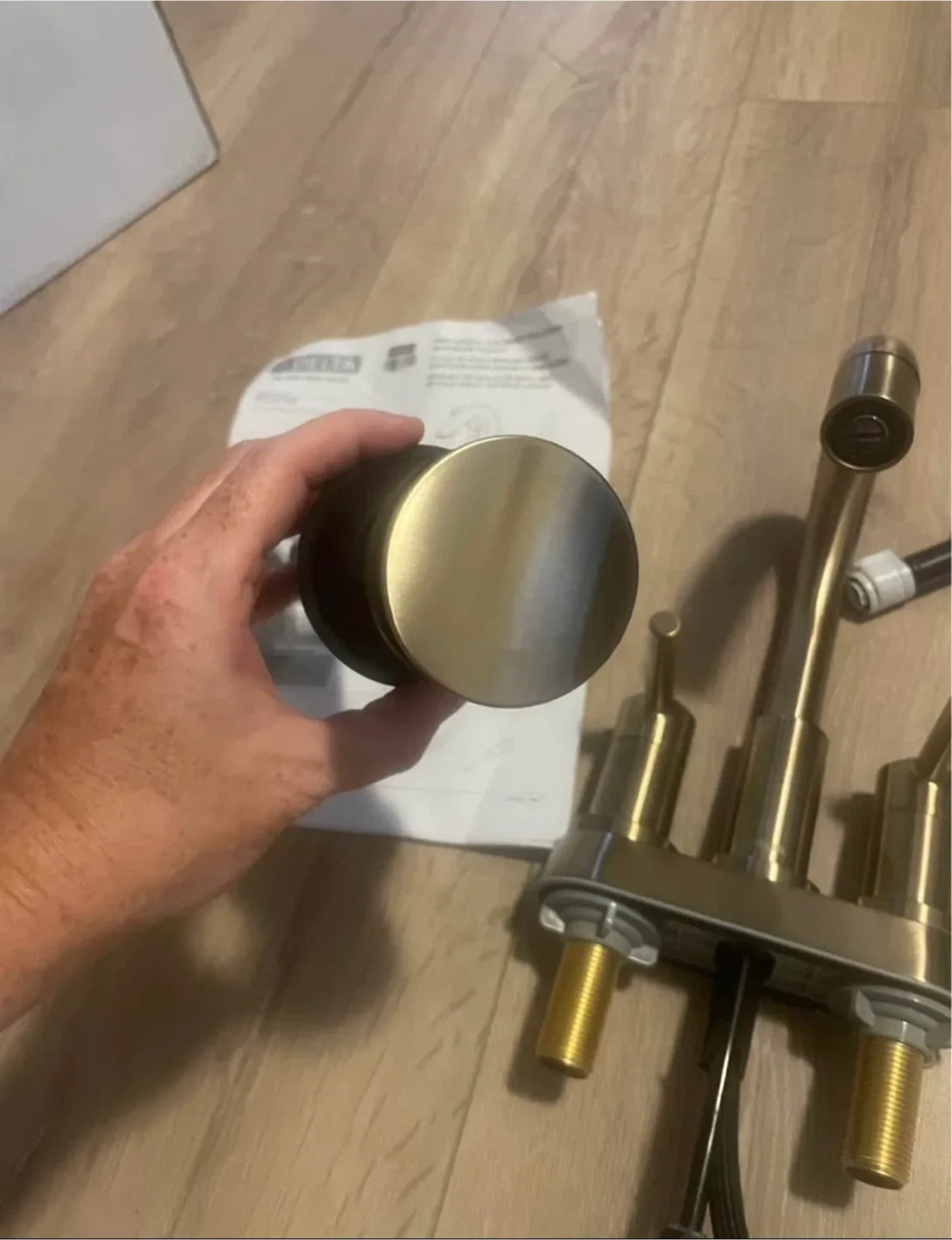 Brushed Gold Delta Centerset Bathroom Faucet image indicator(8)