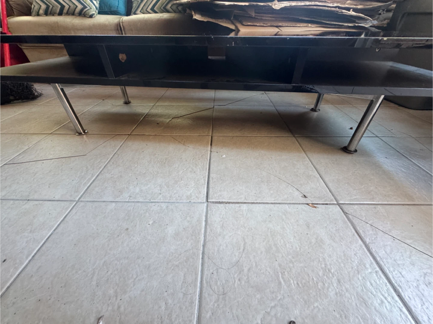 Black Coffee Table with Glass Top