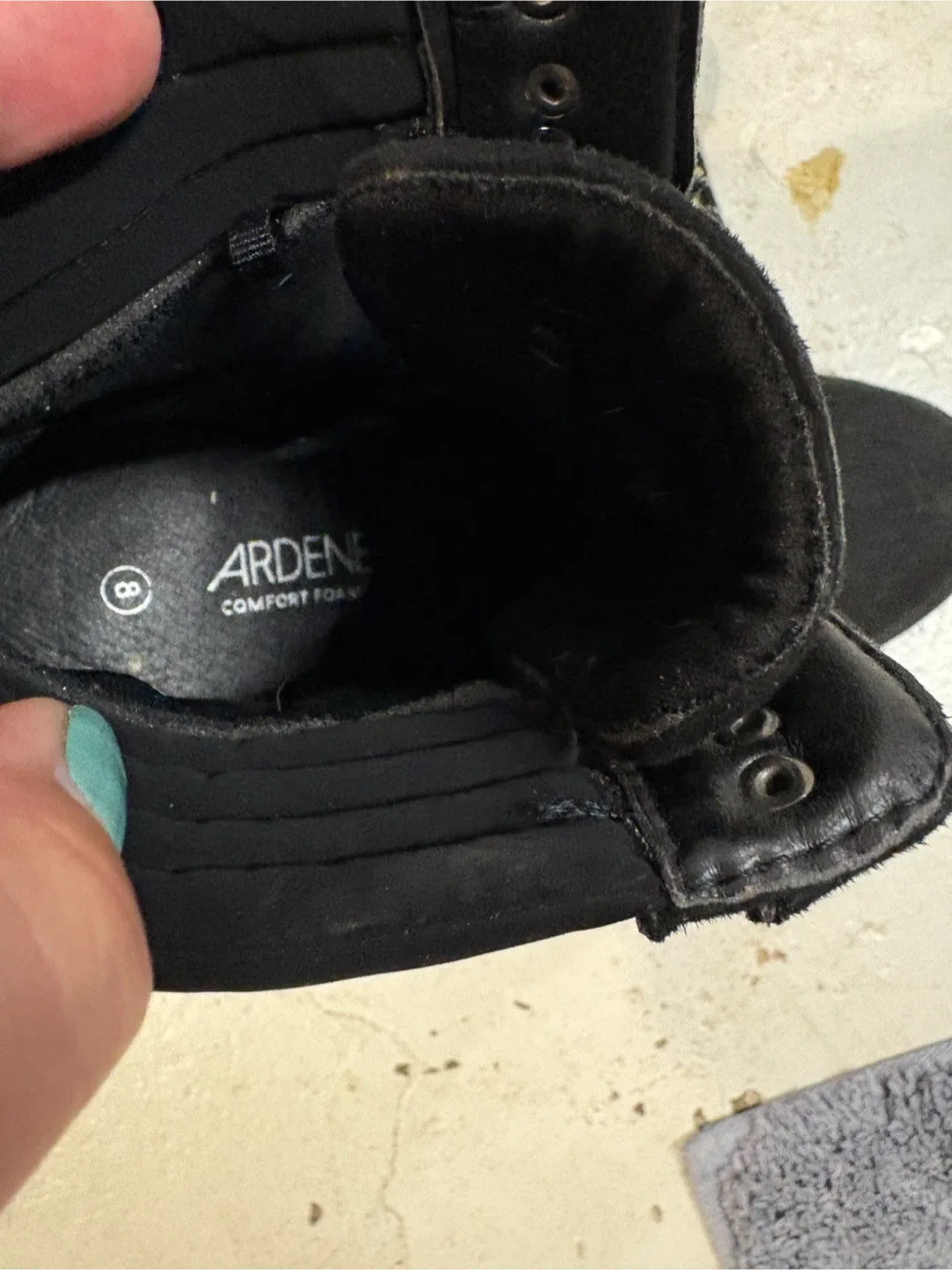 Ardene Black Heeled Combat Boots - Size 8 image indicator(2)