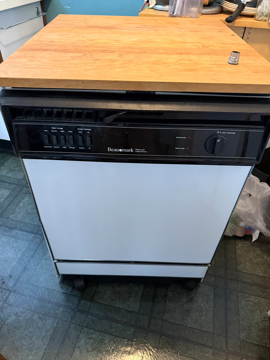 Beaumark Portable Dishwasher with Wood Top