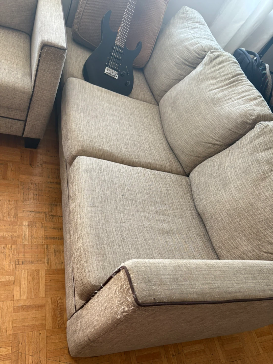 Beige Sofa and Loveseat Set