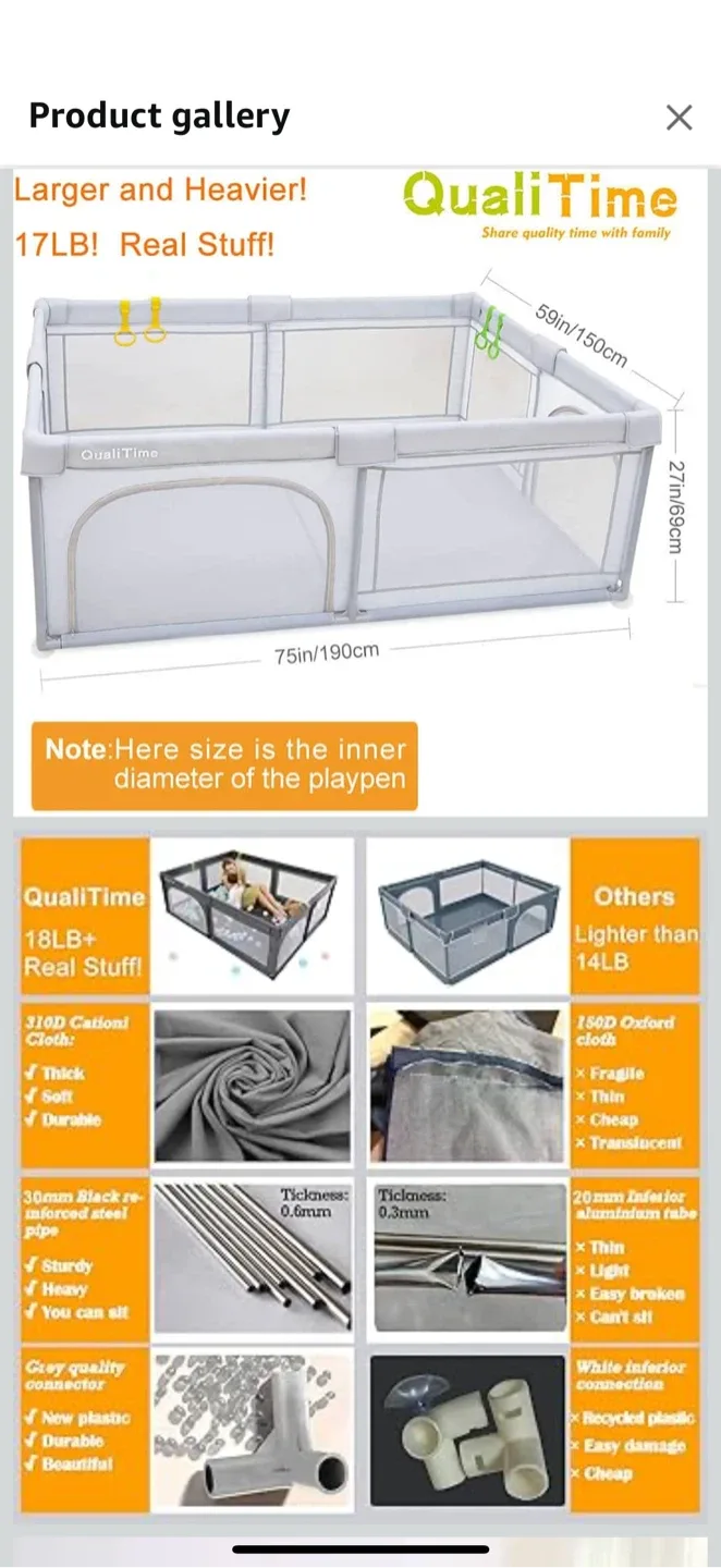 QualiTime Extra Large Playpen for Toddler image indicator(2)