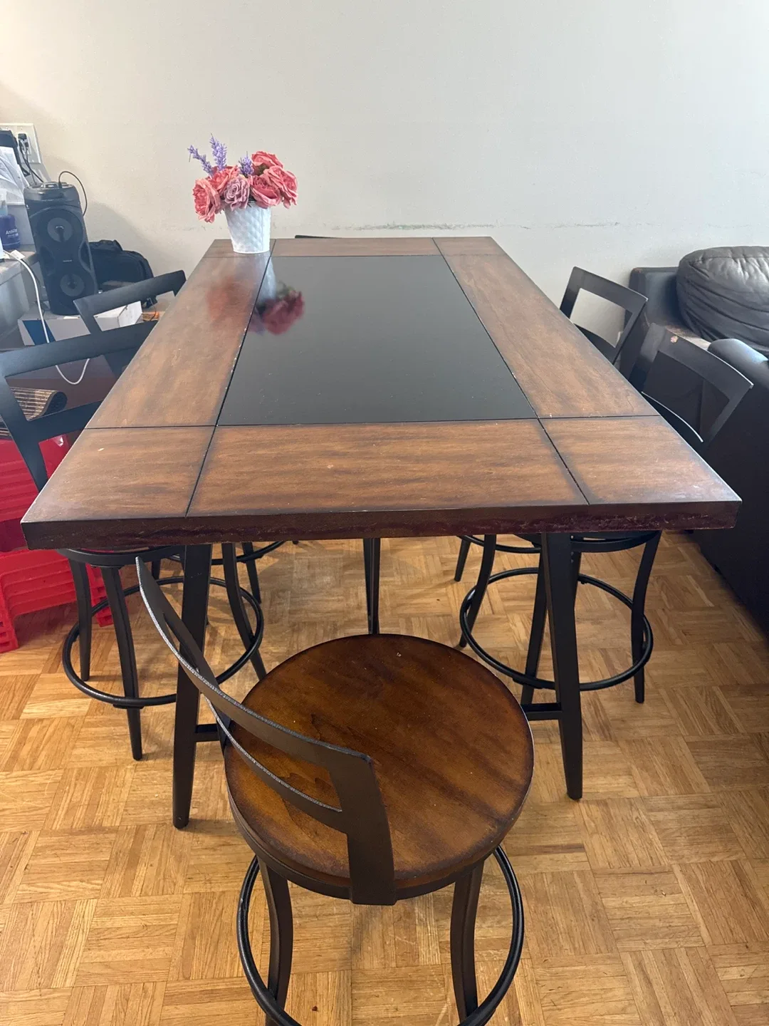 Dining Table with Wine Storage & Six Swivel Stools image indicator(2)