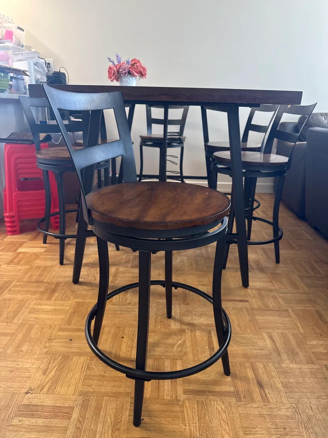 Dining Table with Wine Storage & Six Swivel Stools image indicator(3)