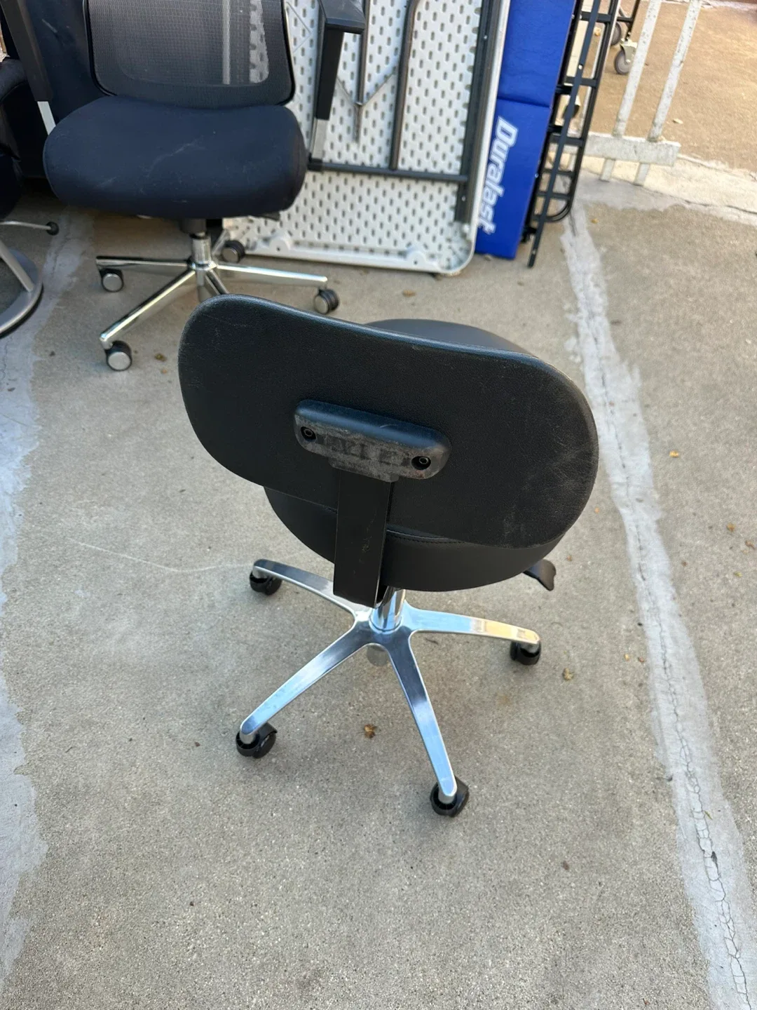 Black Rolling Swivel Stool Chair thumbnail