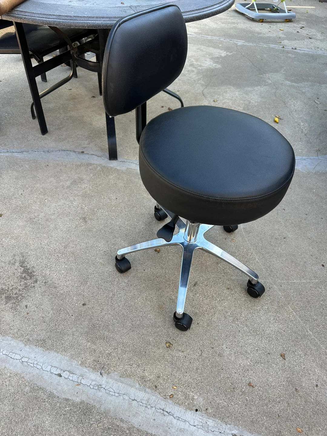 Black Rolling Swivel Stool Chair - photo 2