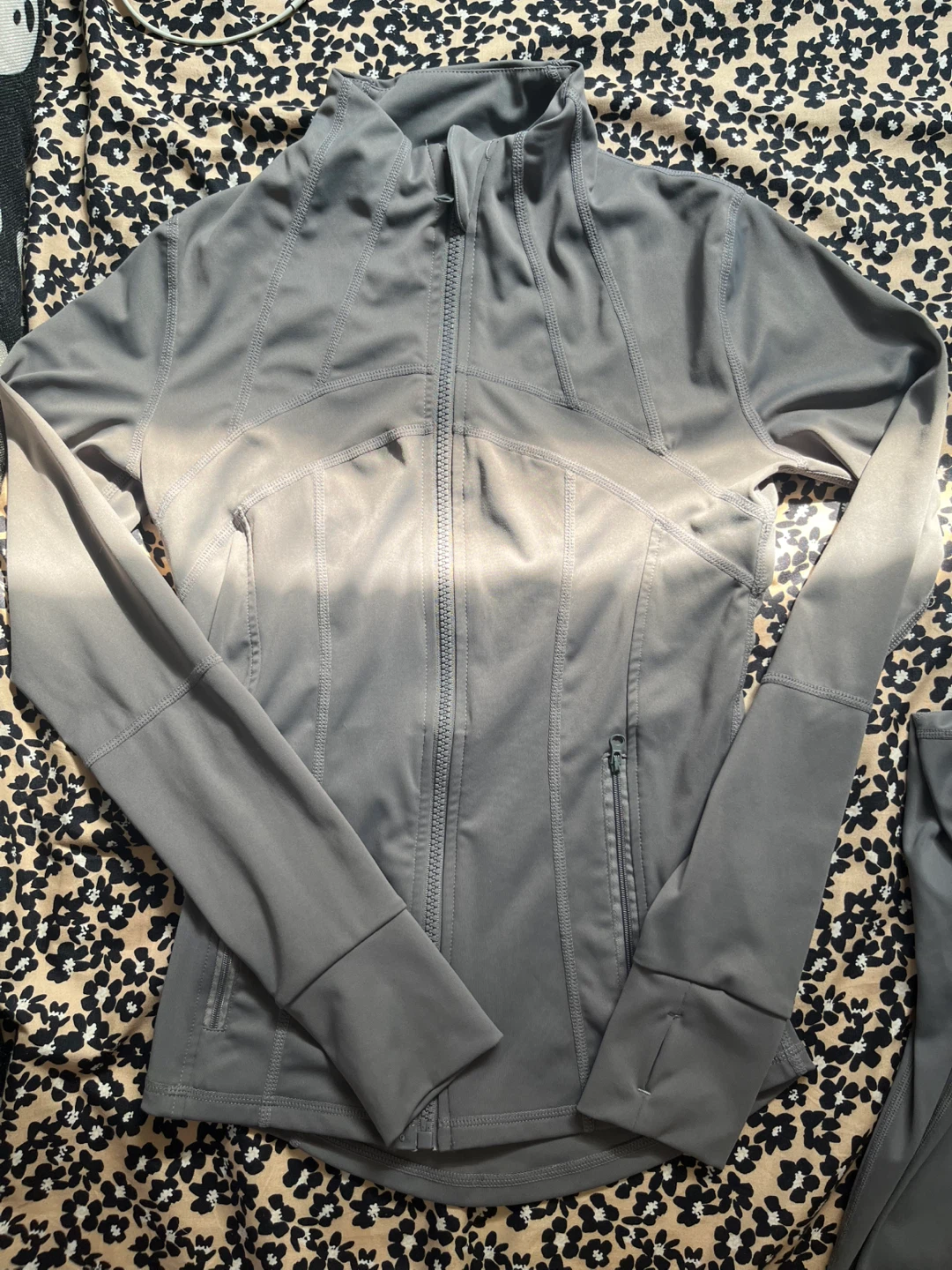 Gray Athletic Jacket & Leggings Set