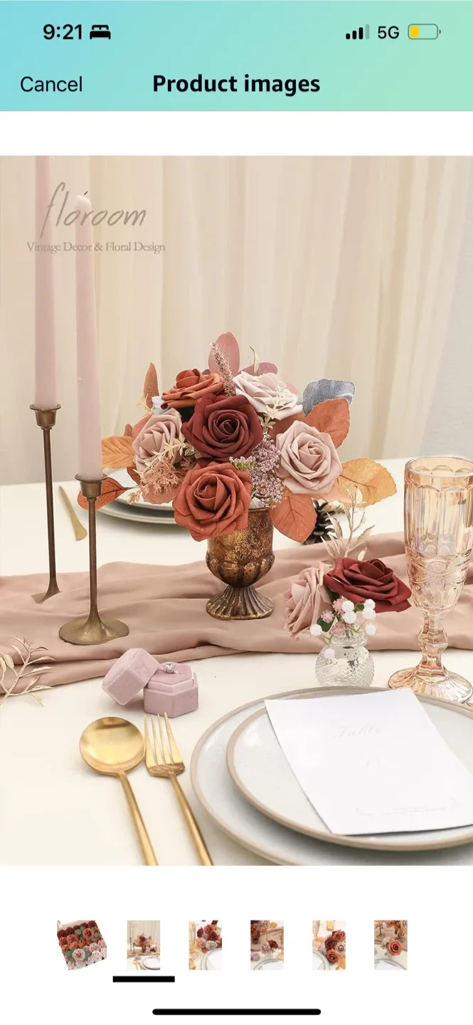 Ling's Moment Artificial Roses - Walnut Brown Shades image indicator(5)