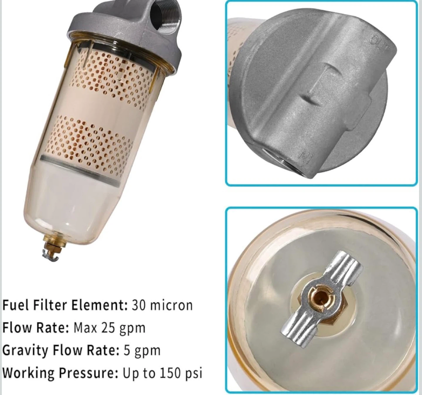 FOR 496 Goldenrod Water Block Fuel Tank Filter w/ 1" NPT Cap - photo 4