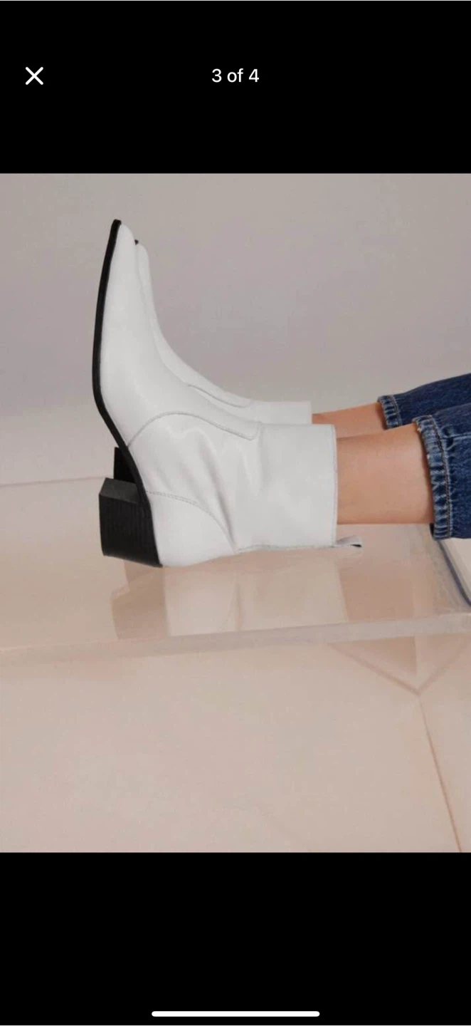 Zara White Leather Heeled Ankle Boots - photo 4